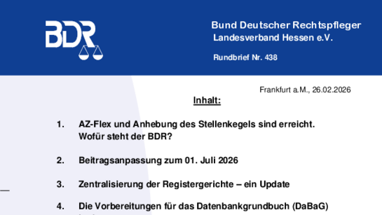 Erste Seite des Rundbriefs Nr. 438